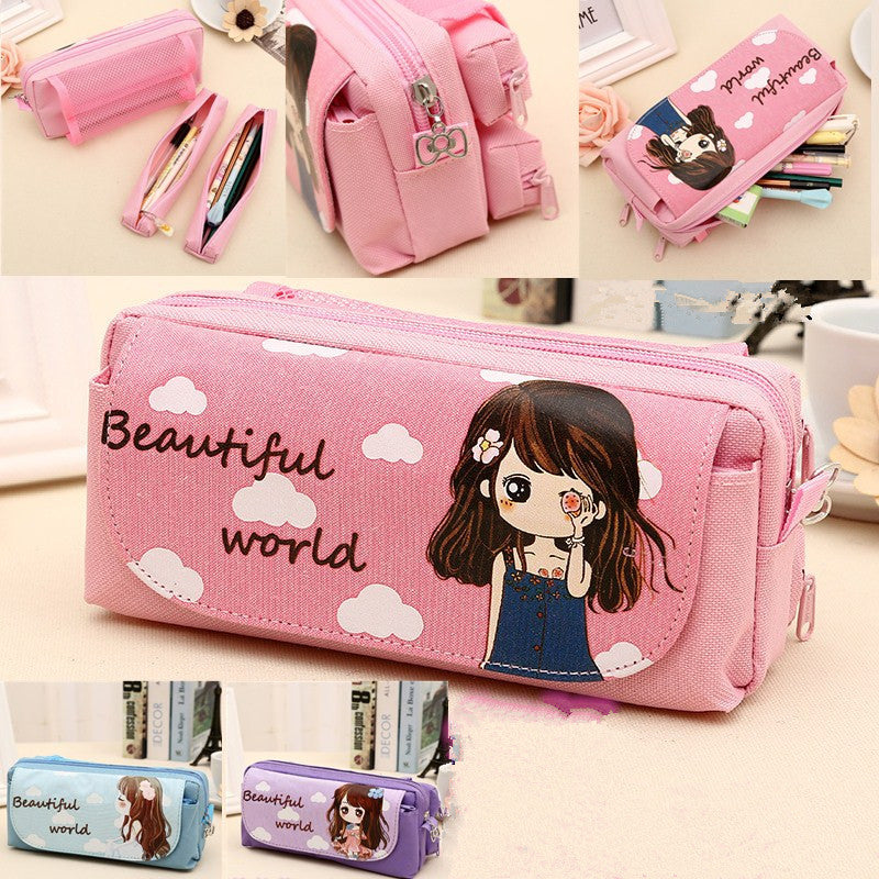Kawaii Pencil Case Pink Rose Pencil Bag Beauty Japan Kawaii Back